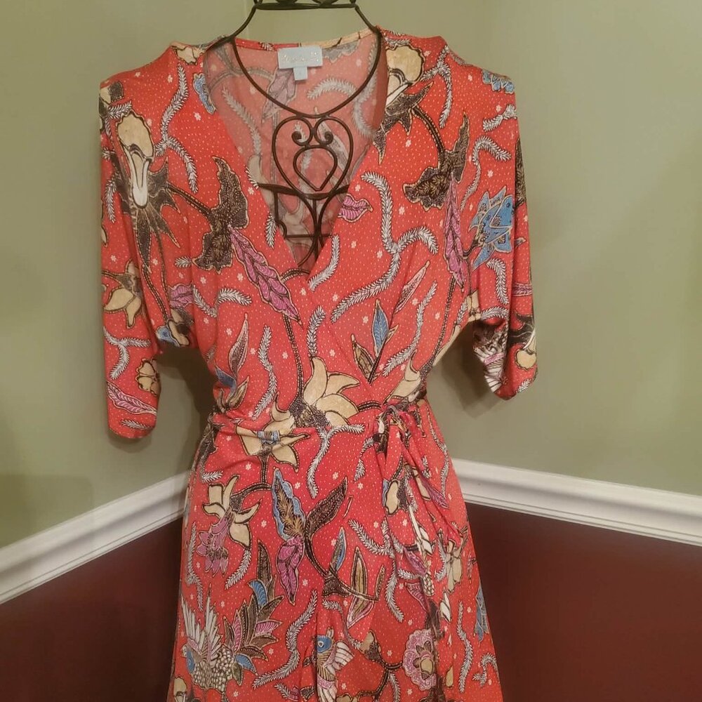 Veronica M red print wrap dress from Hand In Pocket, worn 3 times, size large